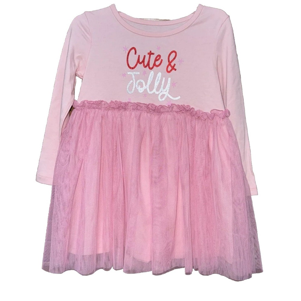 Okie Dokie 2T Pink Tulle Tutu Dress Long Sleeve Christmas Holiday